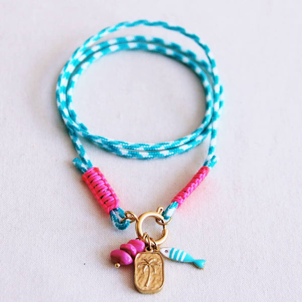 Collana da surf con ciondoli |Turchese e Rosa