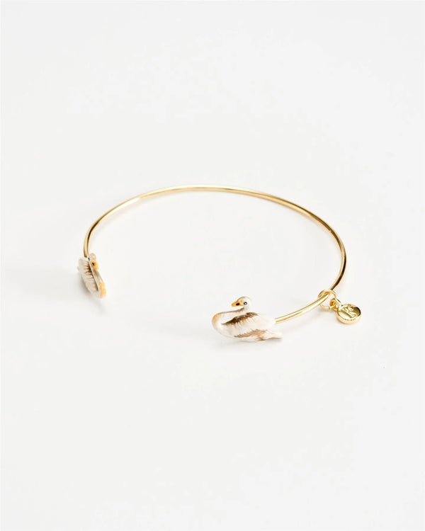 Enamel Swan Bangle | Bracciale