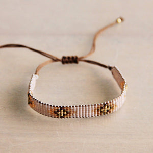 Bracciale in tessuto | nude/cognac/dorato
