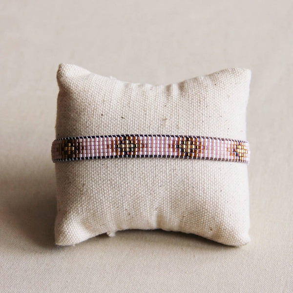 Bracciale in tessuto | nude/cognac/dorato