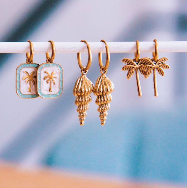 Orecchini a cerchio | Acciaio inossidabile con palma