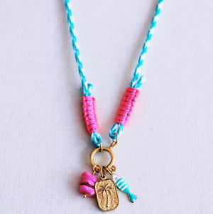 Collana da surf con ciondoli |Turchese e Rosa