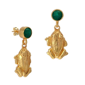 Orecchini Rana con Pietra Verde