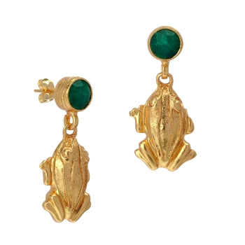 Orecchini Rana con Pietra Verde