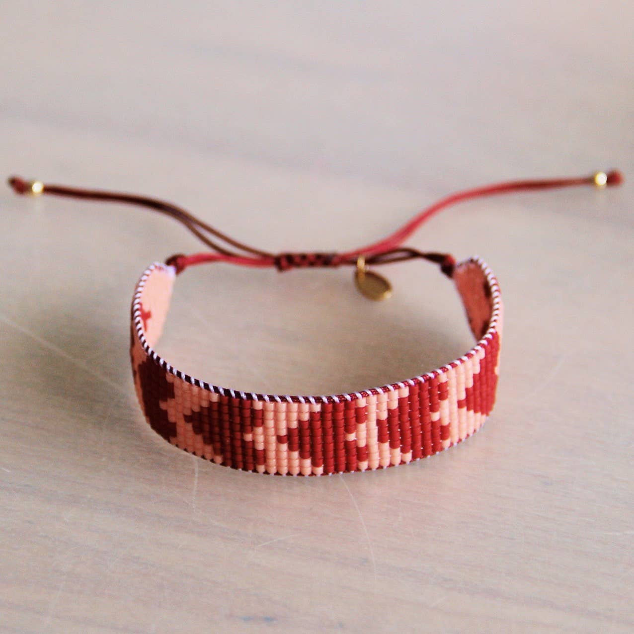 Bracciale | Cuori bordeaux/salmone