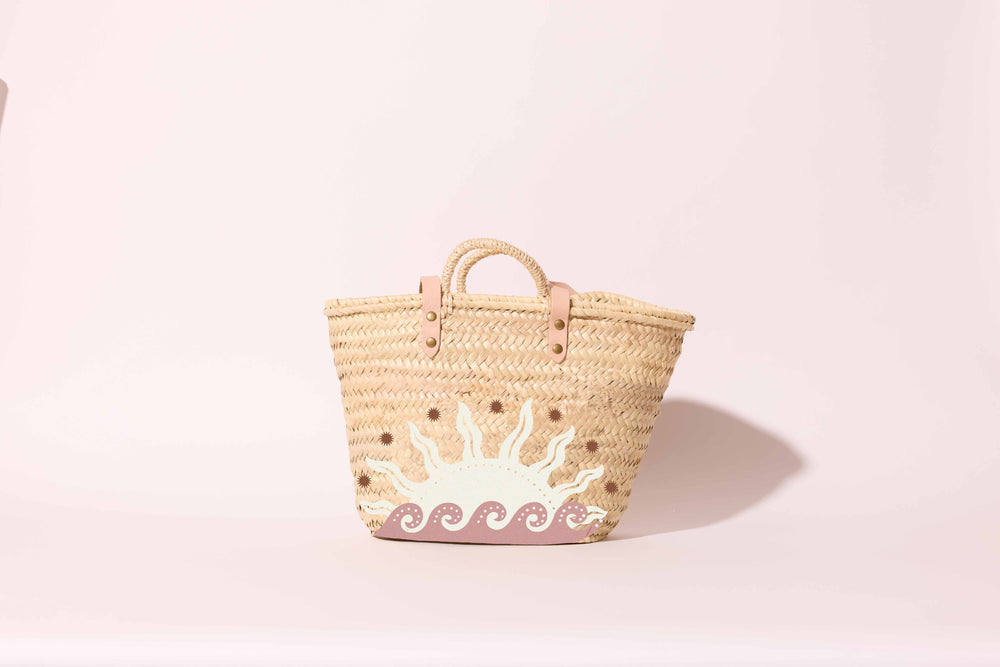 Borsa Mare ricamata con onde e sole