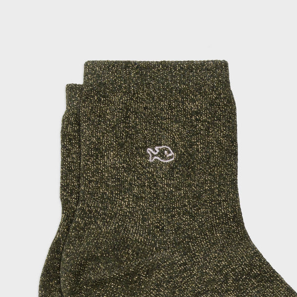 Calzini | Khaki verde scuro glitter