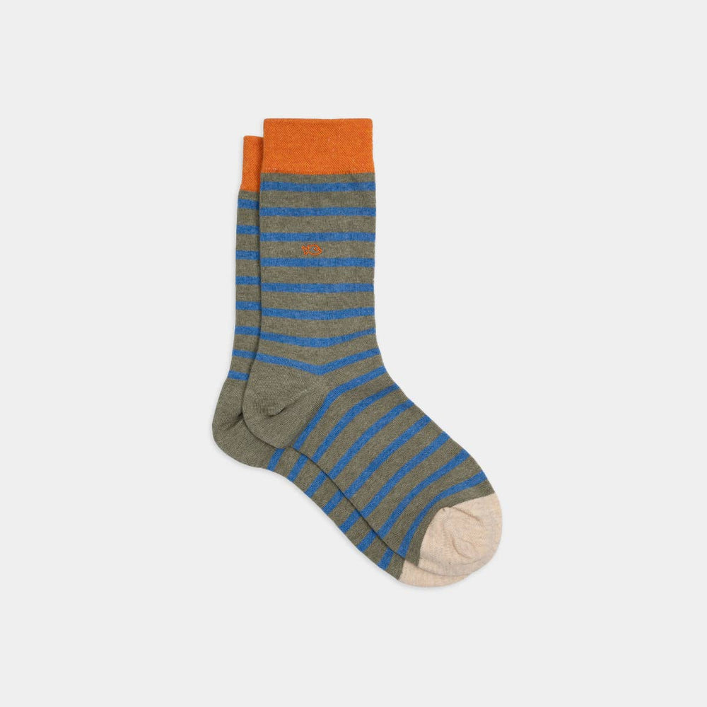Calzini a righe larghe | Kaki, a righe blu
