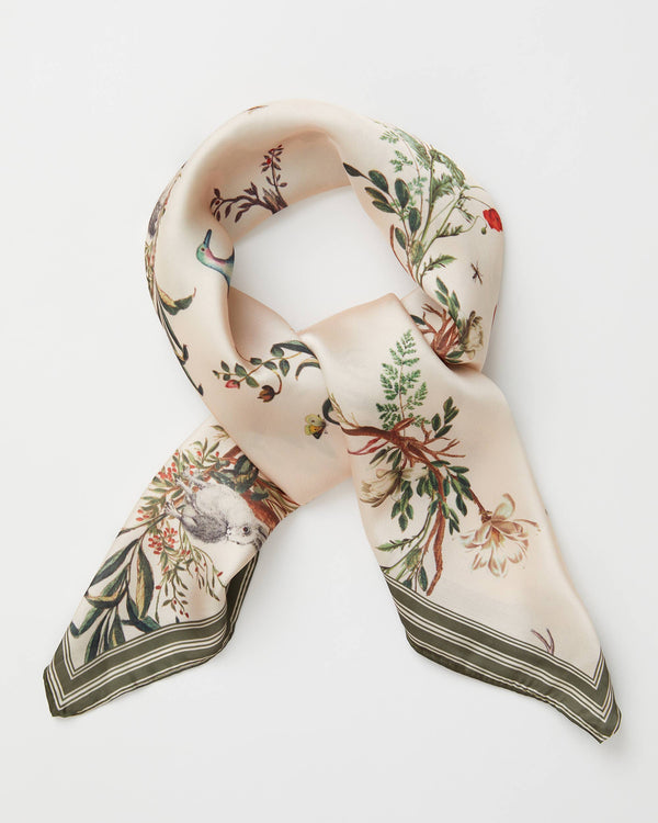 Foulard Toile de Jouy verde oliva