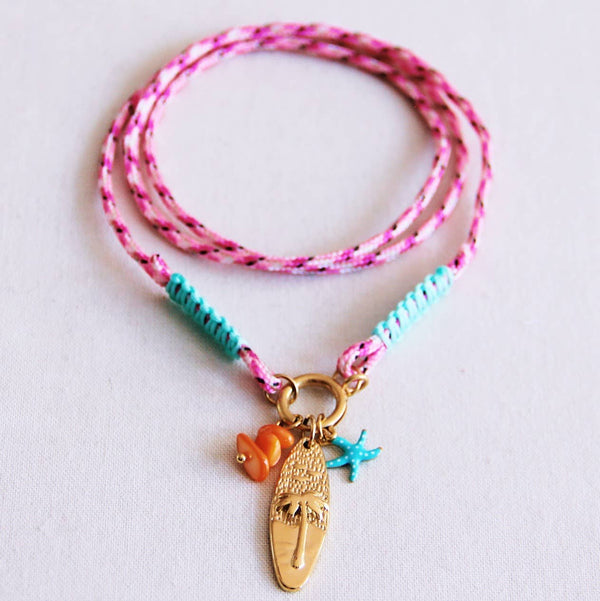 Collana da surf con ciondoli |Rosa e Menta