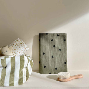 Beauty Case | Righe Khaki Bianco