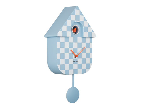 Wall clock Modern Cuckoo ABS | Checker Soft Blue