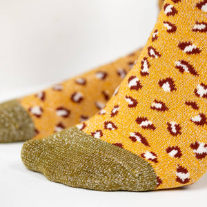 Calzini leopardati con paillettes | Giallo