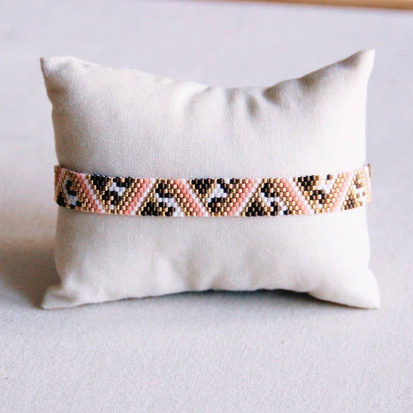 Bracciale intrecciato a righe | salmone/talpa