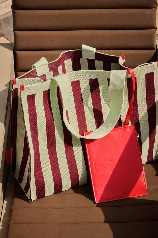 Shopper | knitted stripes + pochette monocolor