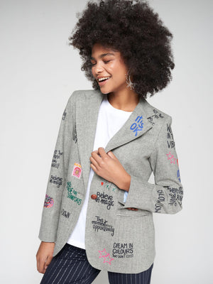 Blazer Grigio con Graffiti