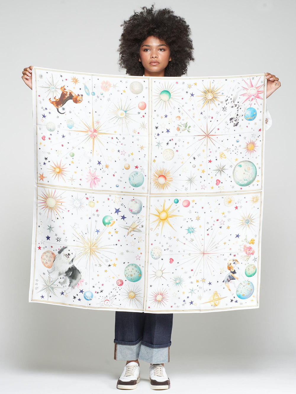 Foulard in Seta con Costellazioni e Cani