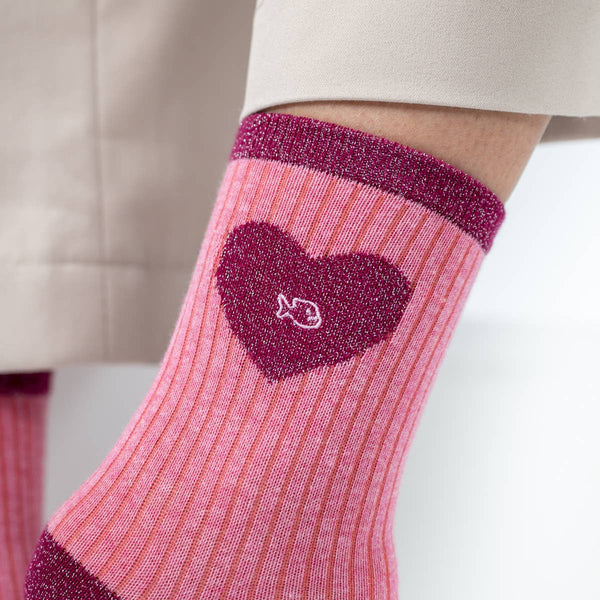 Calzini cuore | Rosa chiaro e rosa