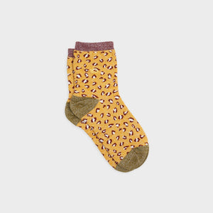Calzini leopardati con paillettes | Giallo