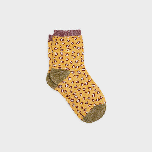 Calzini leopardati con paillettes | Giallo