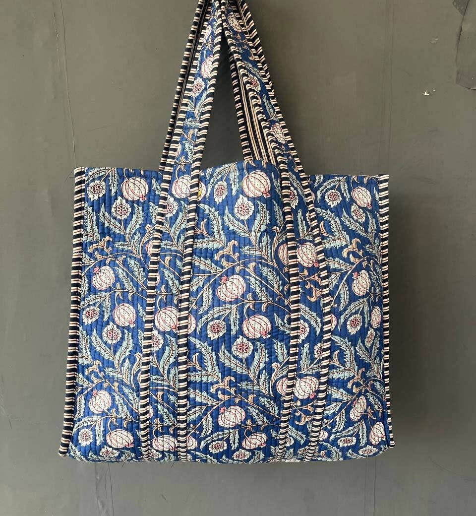 Borsa Trapuntata | Fiori Blu