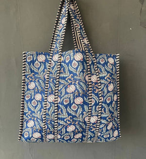 Borsa Trapuntata | Fiori Blu