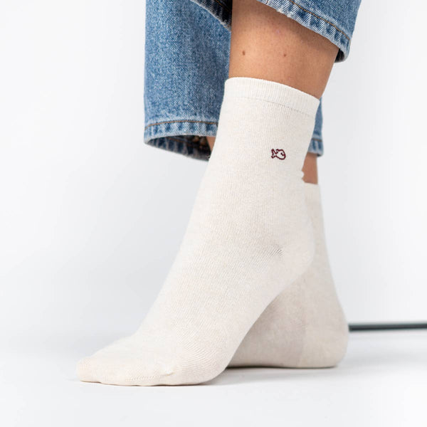 Calzini uniti con glitter | Ecru