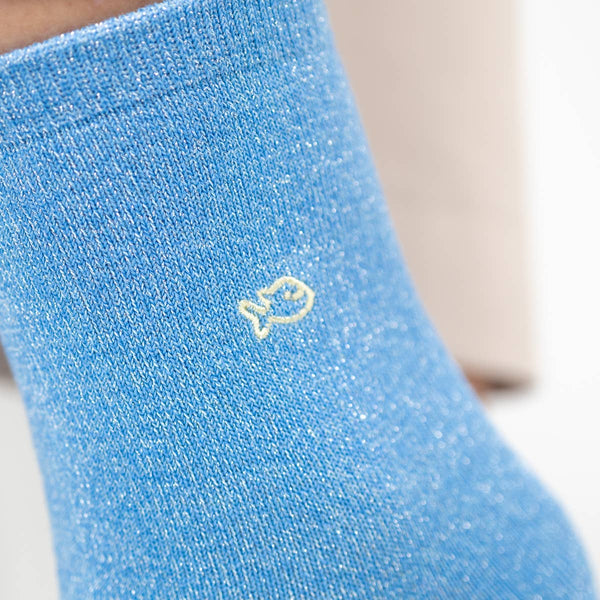 Calzini tinta unita con glitter | Azzurro chiaro