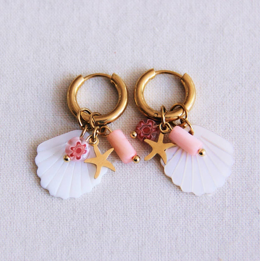 Orecchini | Conchiglia Bianca Stella Marina  | Rosa Chiaro