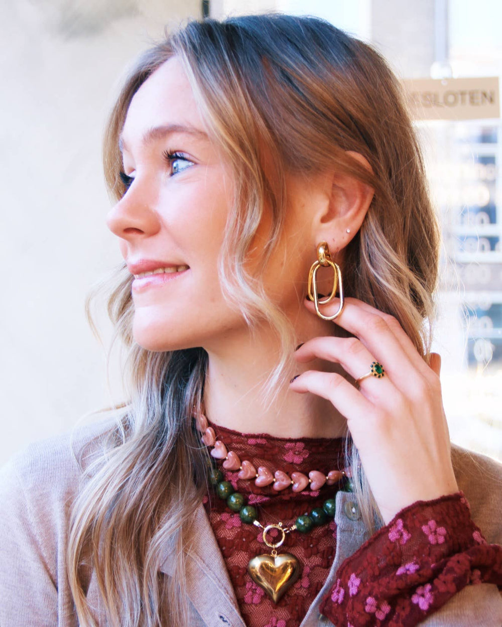 Collana | Cuori in resina | Rosso