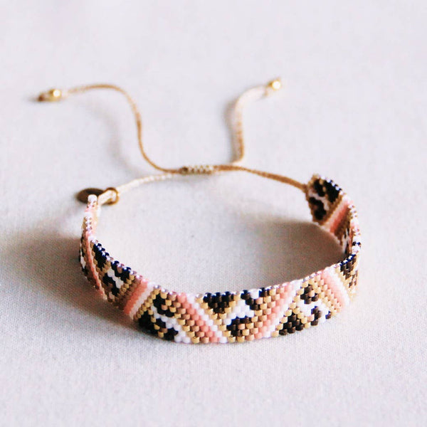 Bracciale intrecciato a righe | salmone/talpa