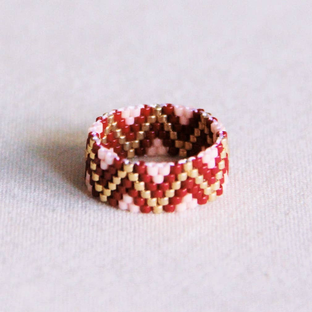 Anello intrecciato a zigzag | bordeaux/lilla