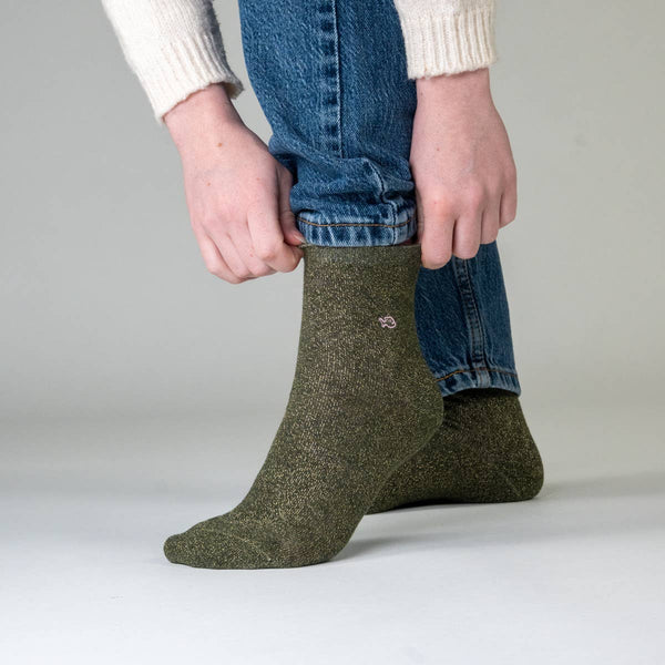 Calzini | Khaki verde scuro glitter