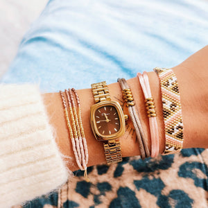 Bracciale intrecciato a righe | salmone/talpa