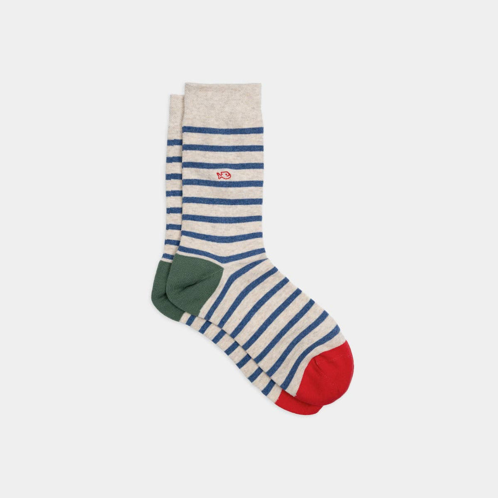 Calzini a righe larghe | Beige a righe blu