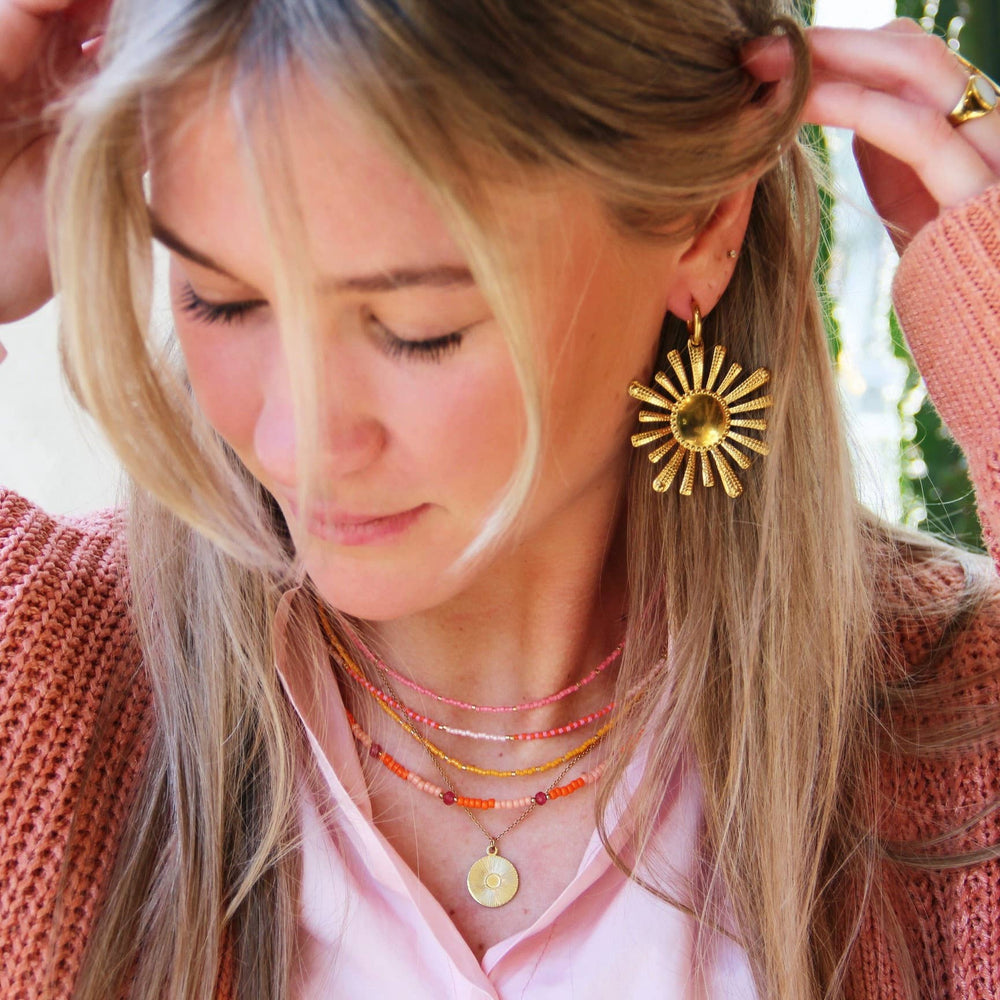 Collana con perline nude/bianco/tortora