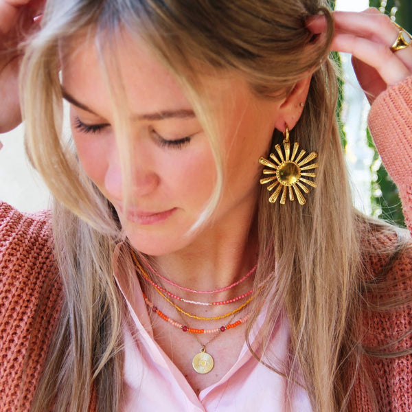 Collana con perline nude/bianco/tortora