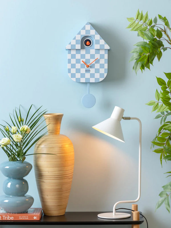Wall clock Modern Cuckoo ABS | Checker Soft Blue