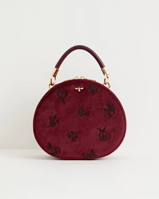 Borsa | Flora Embroidered Redcurrant Velvet