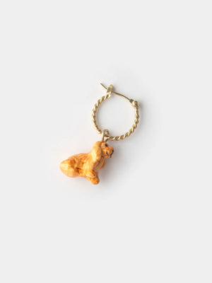 Mini orecchino a cerchio singolo | Charm in porcellana