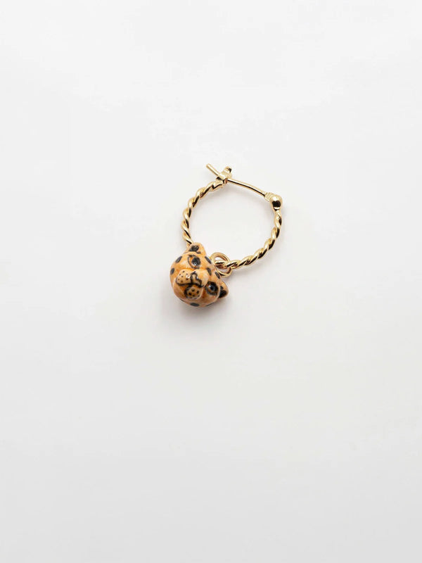 Mini orecchino a cerchio singolo | Charm in porcellana