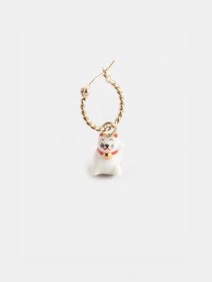 Mini orecchino a cerchio singolo | Charm in porcellana