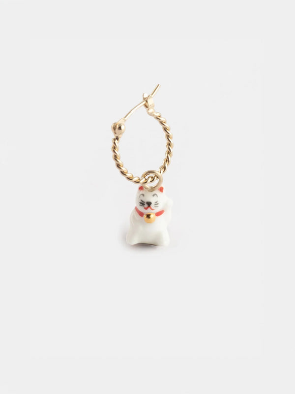 Mini orecchino a cerchio singolo | Charm in porcellana