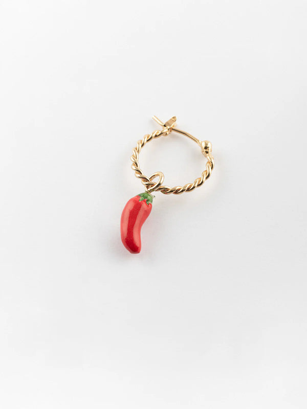 Mini orecchino a cerchio singolo | Charm in porcellana