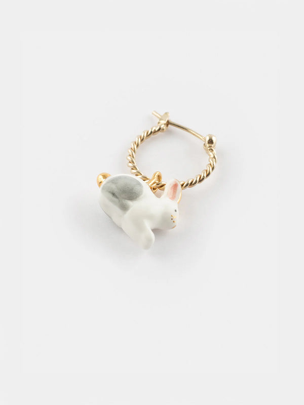 Mini orecchino a cerchio singolo | Charm in porcellana