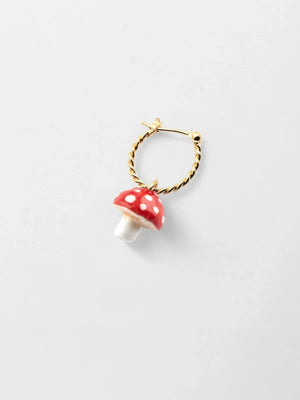 Mini orecchino a cerchio singolo | Charm in porcellana