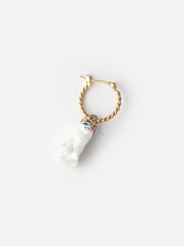 Mini orecchino a cerchio singolo | Charm in porcellana