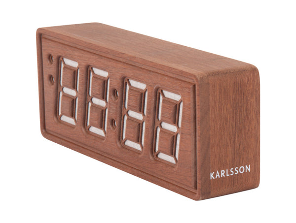 Alarm Clock Solid Wood Engraved | Dark Wood