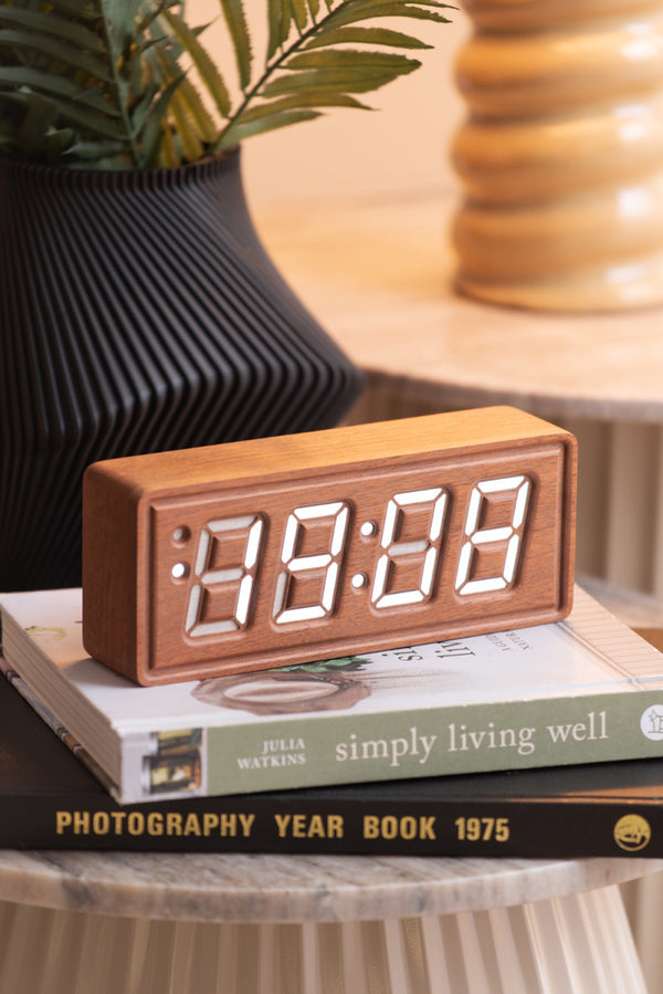 Alarm Clock Solid Wood Engraved | Dark Wood