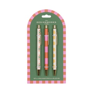 Set di 3 Penne | A Dopo | Flower Stripe Lemon